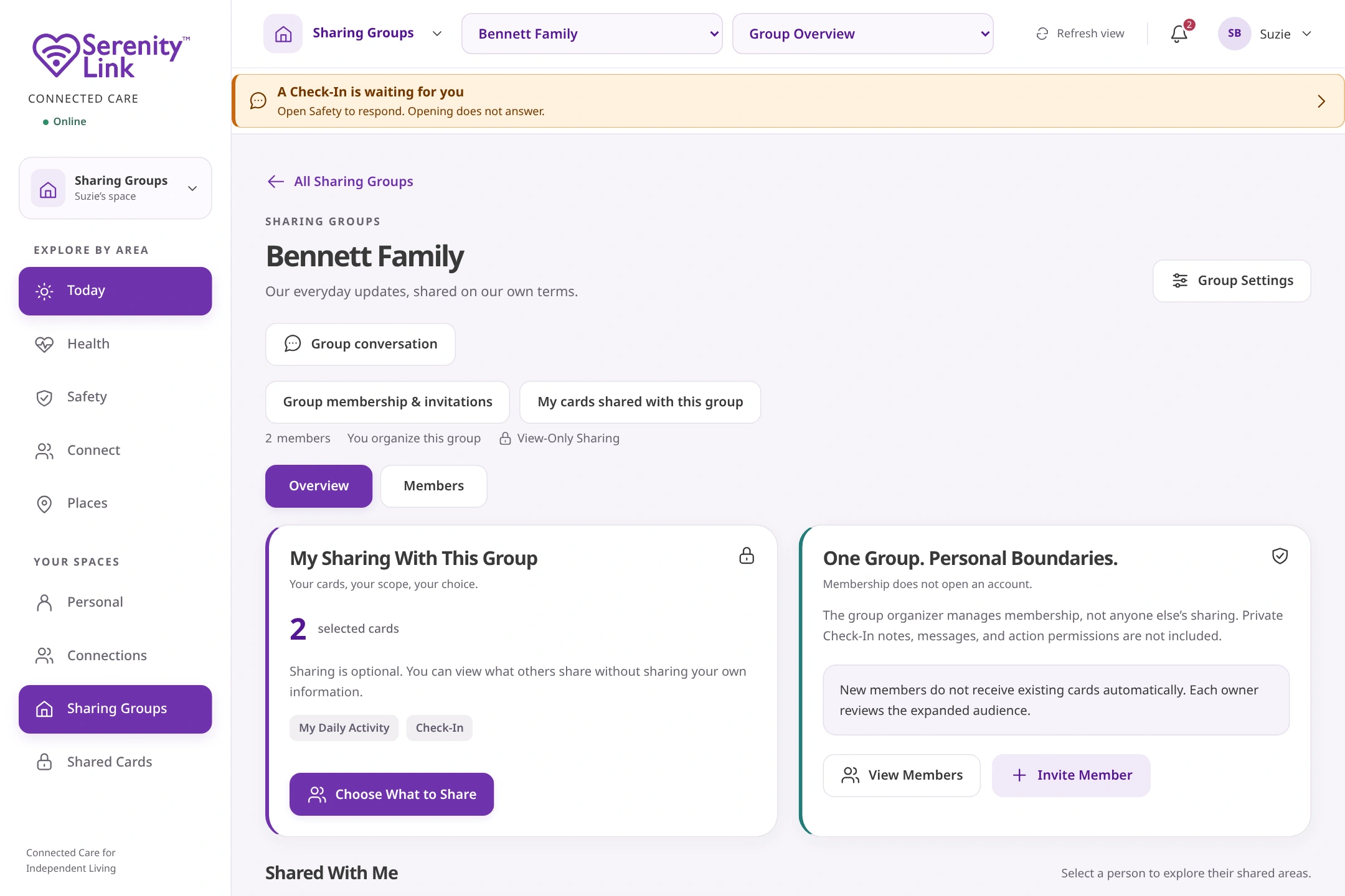Actual product-source capture with fictional information. Bennett Family, its current members and independently chosen sharing.